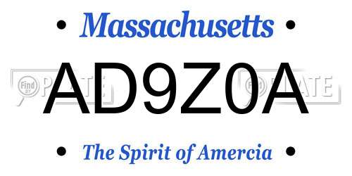 AD9Z0A Massachusetts License Plate