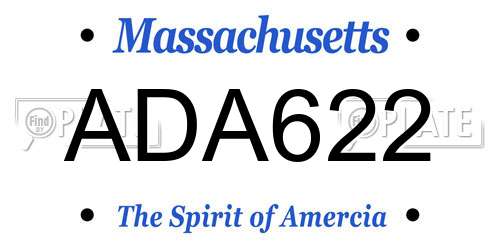 ADA622 Massachusetts License Plate
