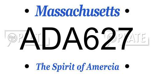 ADA627 Massachusetts License Plate