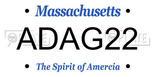 ADAG22 Massachusetts License Plate