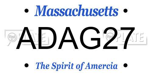 ADAG27 Massachusetts License Plate
