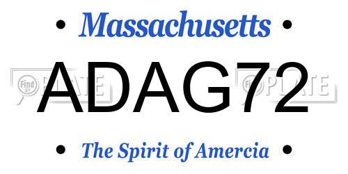 ADAG72 Massachusetts License Plate