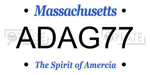 ADAG77 Massachusetts License Plate