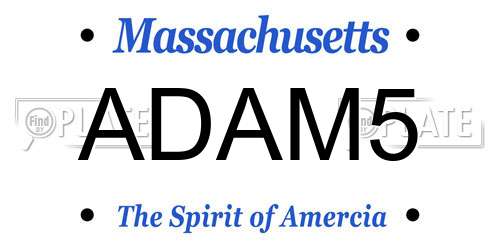 ADAM5 Massachusetts License Plate