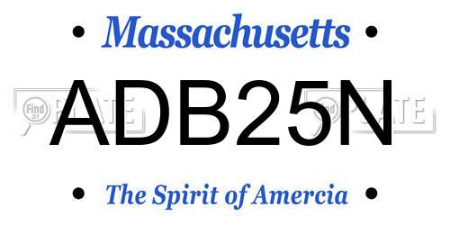 ADB25N Massachusetts License Plate
