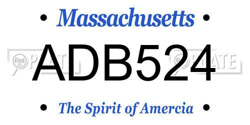 ADB524 Massachusetts License Plate