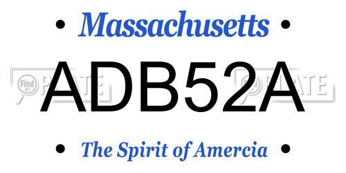 ADB52A Massachusetts License Plate