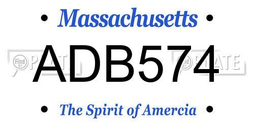 ADB574 Massachusetts License Plate