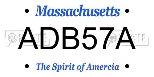 ADB57A Massachusetts License Plate