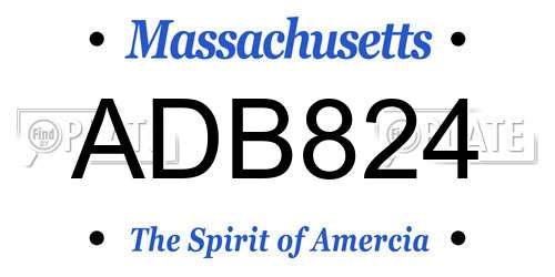 ADB824 Massachusetts License Plate