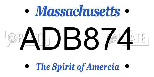 ADB874 Massachusetts License Plate