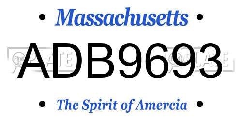 ADB9693 Massachusetts License Plate