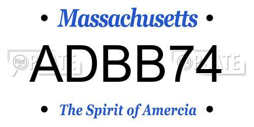 ADBB74 Massachusetts License Plate