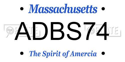 ADBS74 Massachusetts License Plate