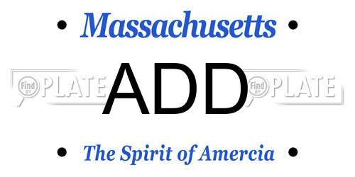 ADD Massachusetts License Plate