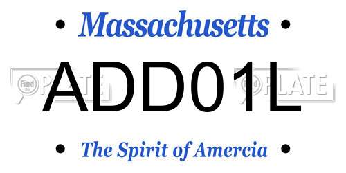 ADD01L Massachusetts License Plate