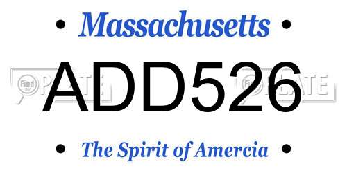 ADD526 Massachusetts License Plate