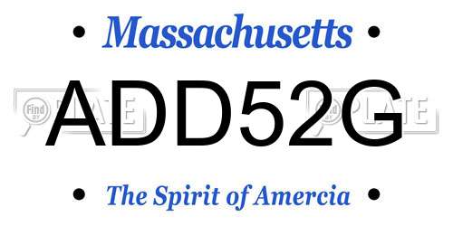 ADD52G Massachusetts License Plate