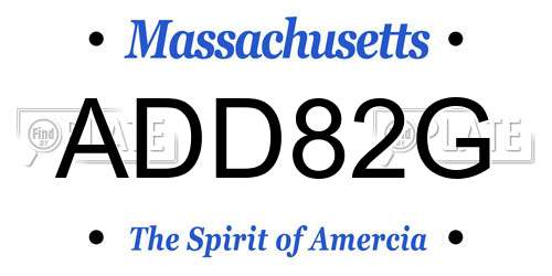ADD82G Massachusetts License Plate