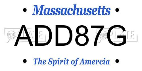ADD87G Massachusetts License Plate