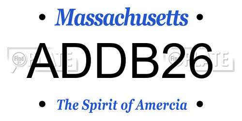 ADDB26 Massachusetts License Plate