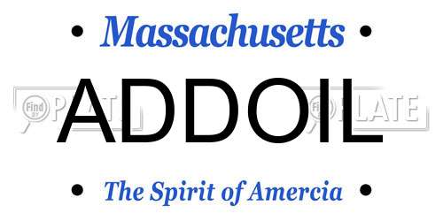 ADDOIL Massachusetts License Plate