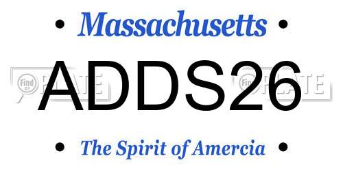 ADDS26 Massachusetts License Plate