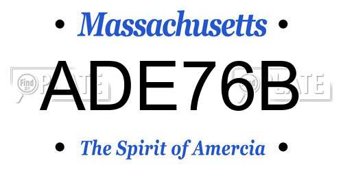 ADE76B Massachusetts License Plate