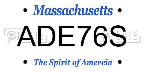 ADE76S Massachusetts License Plate