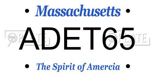 ADET65 Massachusetts License Plate
