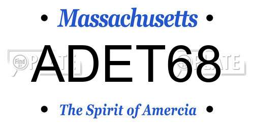 ADET68 Massachusetts License Plate