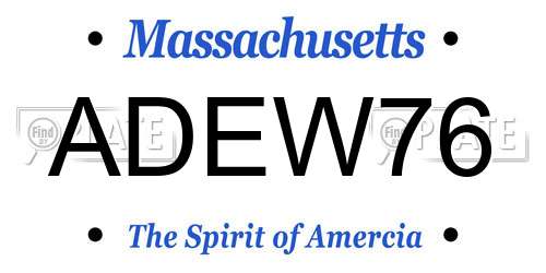 ADEW76 Massachusetts License Plate