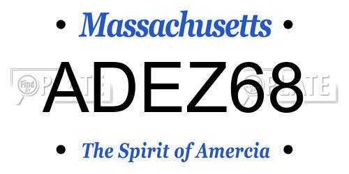 ADEZ68 Massachusetts License Plate