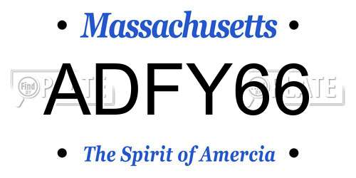ADFY66 Massachusetts License Plate