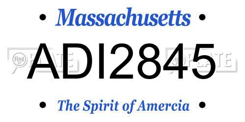 ADI2845 Massachusetts License Plate