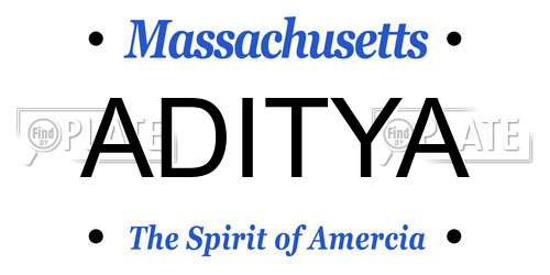 ADITYA Massachusetts License Plate