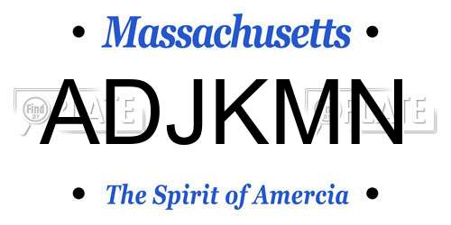 ADJKMN Massachusetts License Plate