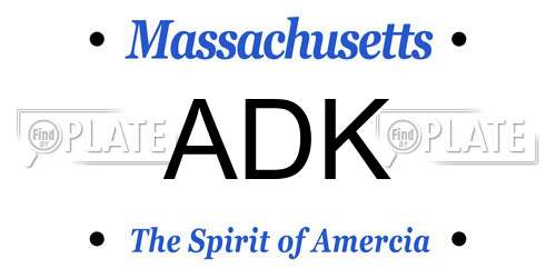 ADK Massachusetts License Plate