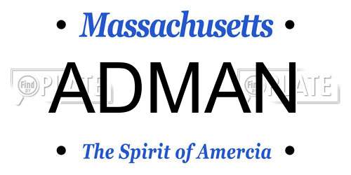 ADMAN Massachusetts License Plate