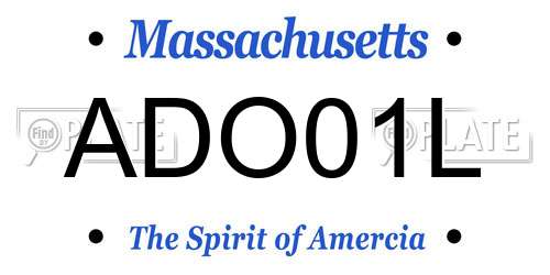 ADO01L Massachusetts License Plate