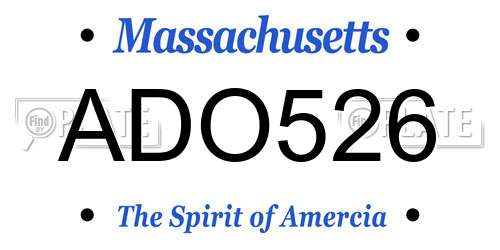 ADO526 Massachusetts License Plate