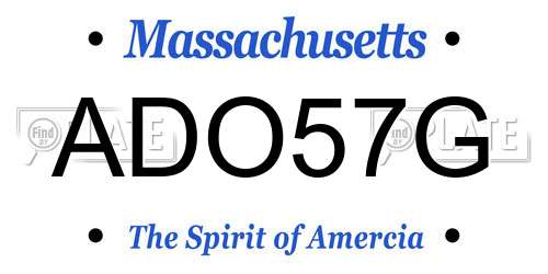 ADO57G Massachusetts License Plate