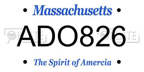 ADO826 Massachusetts License Plate