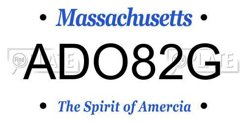 ADO82G Massachusetts License Plate