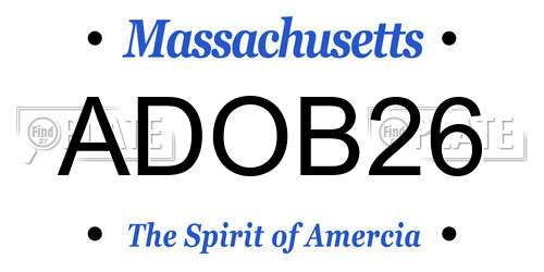 ADOB26 Massachusetts License Plate