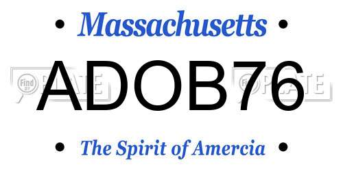 ADOB76 Massachusetts License Plate