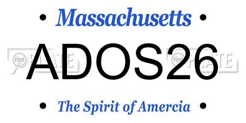 ADOS26 Massachusetts License Plate