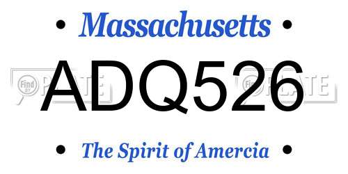 ADQ526 Massachusetts License Plate