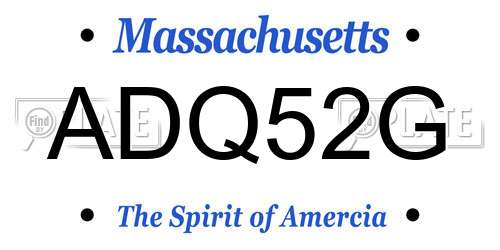 ADQ52G Massachusetts License Plate