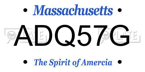 ADQ57G Massachusetts License Plate